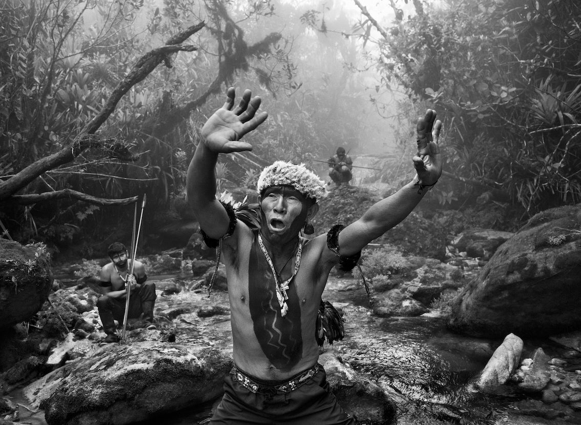 Shaman Ângelo Barcelos, from the community of Maturacá, interacts with Xapiri spirits in visions during an ascent to Pico da Neblina.Yanomami Indigenous territory, state of Amazonas, 2014